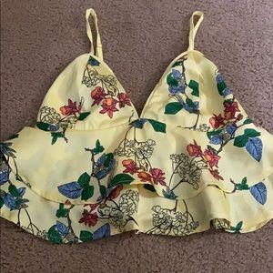 Yellow floral crop top